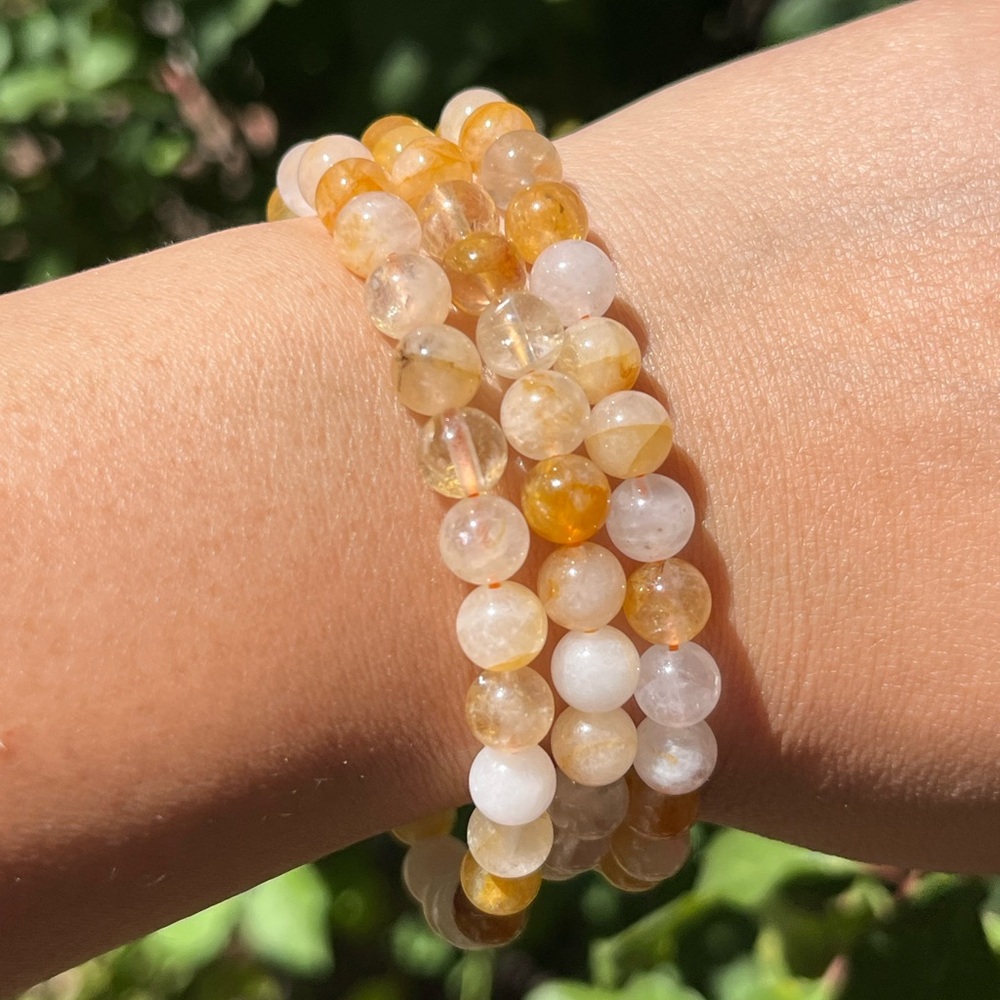 6.5mm stretchable dainty golden healer bracelet‎